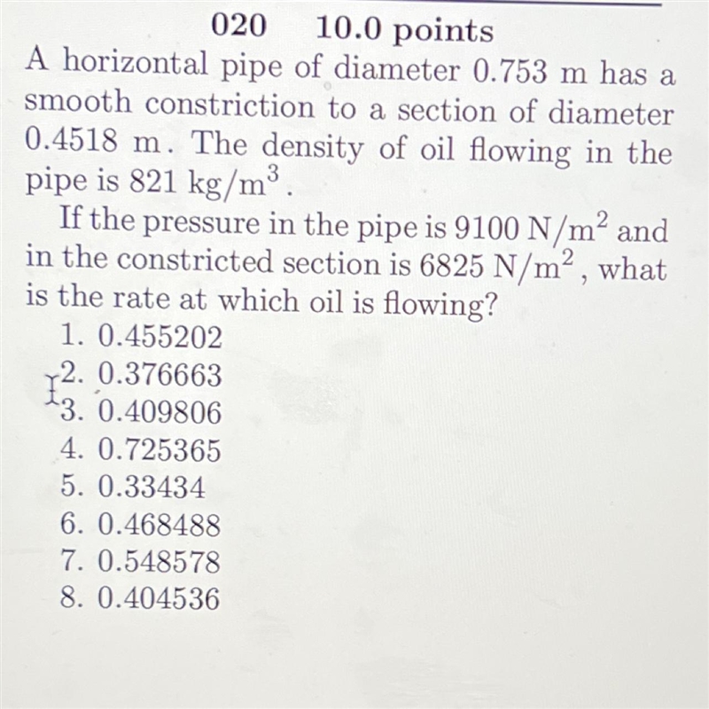 What is the rate I wish the oil is flowing?-example-1