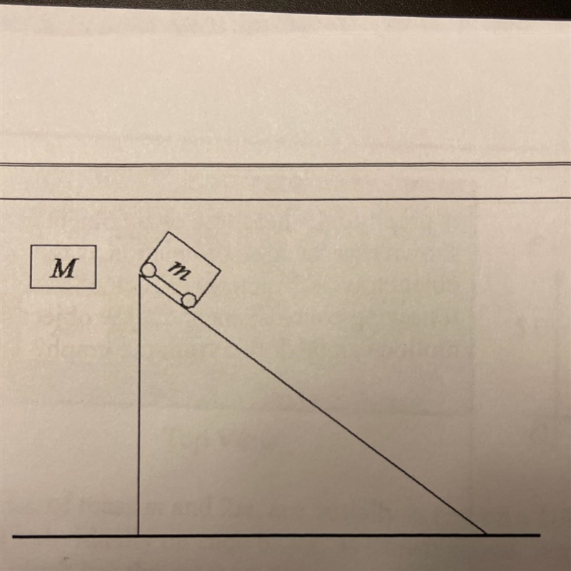 A heavy block M is dropped from rest at the same time that a lighter, frictionless-example-1