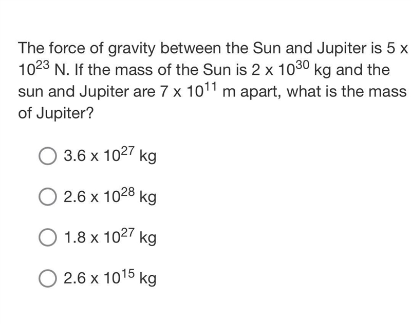 The force of gravity between the Sun and Jupiter is 5-example-1