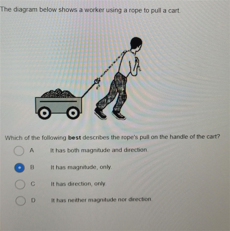 I need help asap. why is momentum a vector quantity? A. It has direction. B. It has-example-1