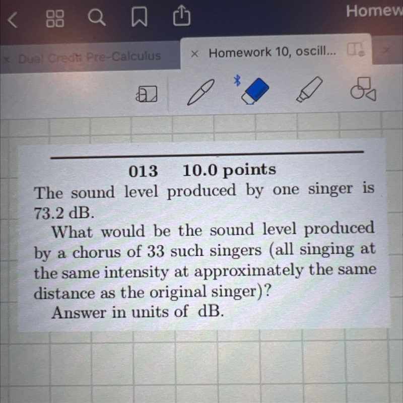 What would be the sound level produced by a chorus of 33 singers-example-1