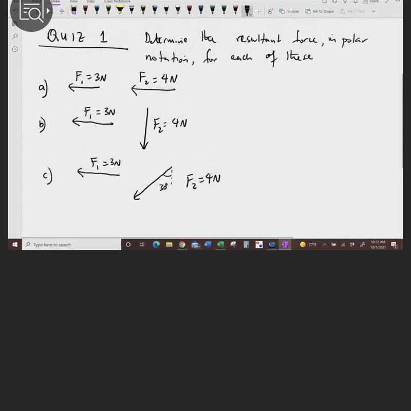 Determine the resultant force in polar notation for each of these-example-1