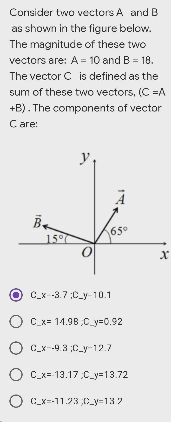 Consider two vectors A and B as shown in the figure below. The magnitude of these-example-1