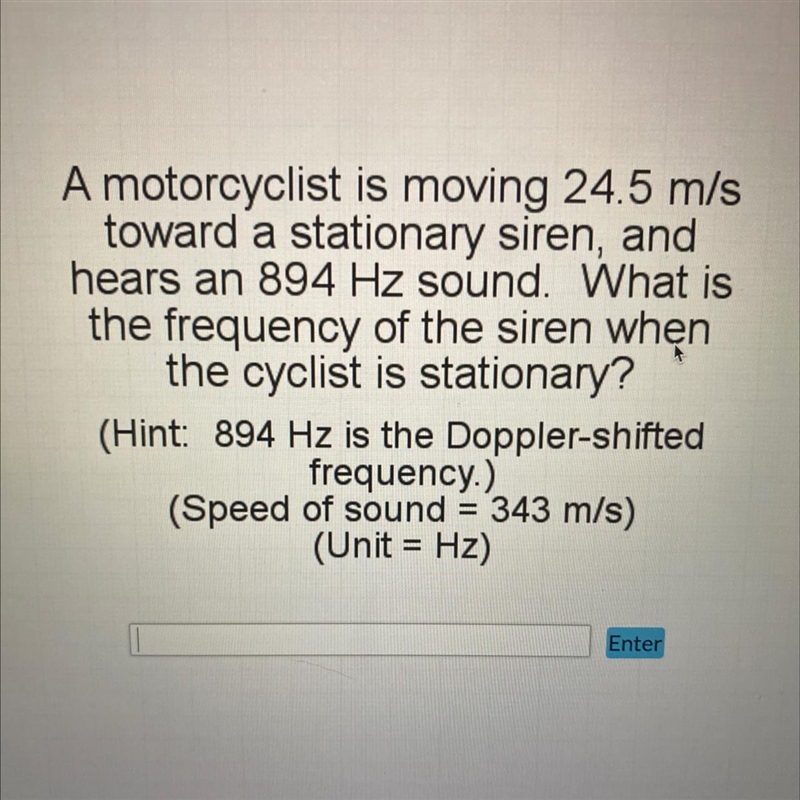 What is the frequency of the siren when cyclist is stationary?-example-1