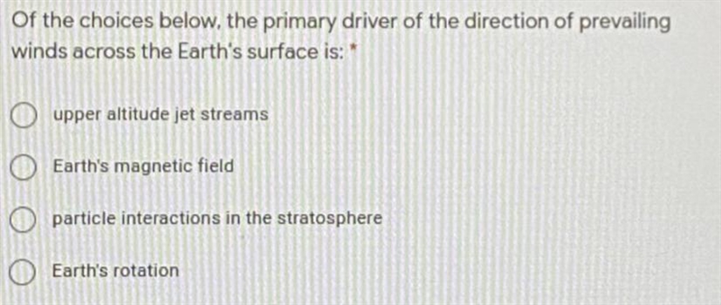 Of the choices below, The primary driver of the direction of prevailing winds across-example-1