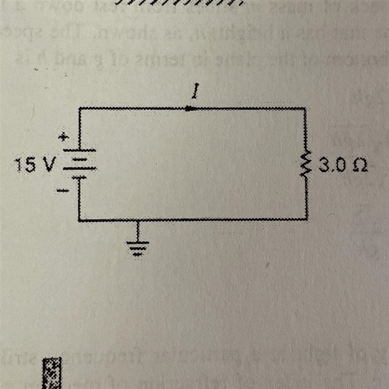 22. A 15-volt battery is connected to a 3.0-ohm resistor, as shown.How much power-example-1