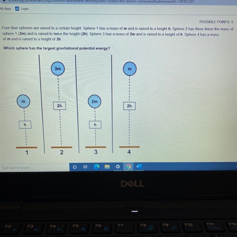 Which sphere has the longest gravitational potential energy?-example-1