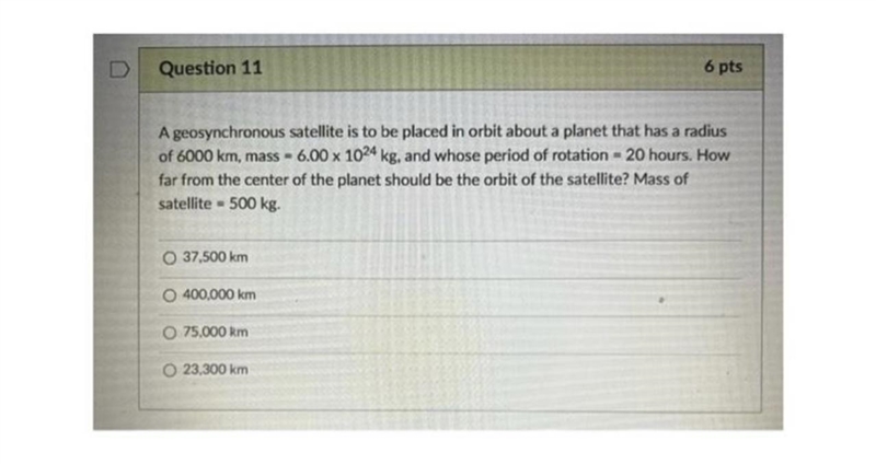 A geosynchronous satellite is to be placed in orbit about a planet that has a radiusof-example-1