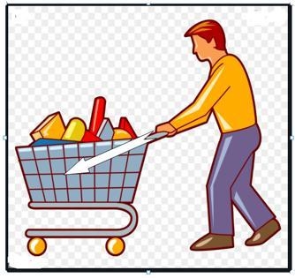 A shopper is pushing a cart as shown. He applies a force of 15N at 12 degrees below-example-1