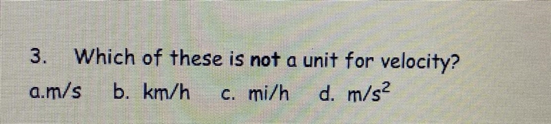 Which unit is not a unit of velocity-example-1