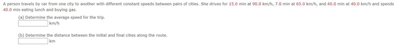 A person travels by car from one city to another with different constant speeds between-example-1