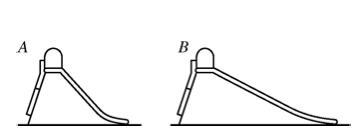 A child slides from rest down slides A and B shown above. The slides are the same-example-1