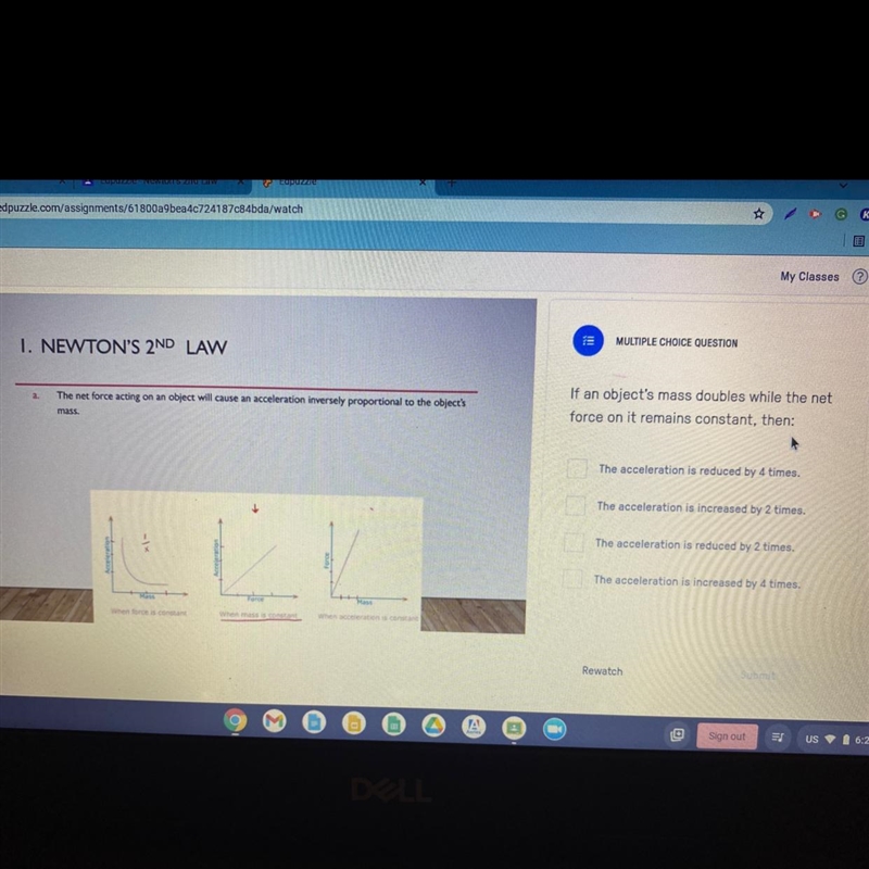 If an objects mass doubles while the net force on it remains constant thena) the acceleration-example-1