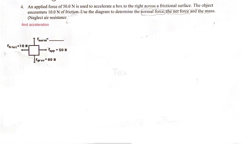 Please calculate the normal force and the acceleration show all work please-example-1