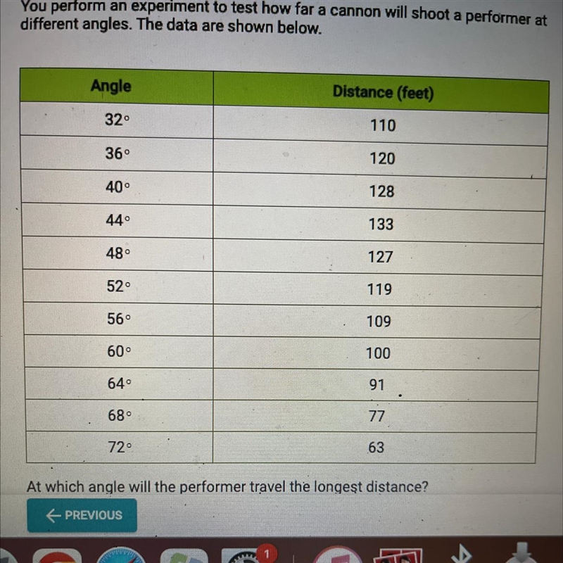 You perform an experiment to test how far a cannon will shoot a performer at different-example-1