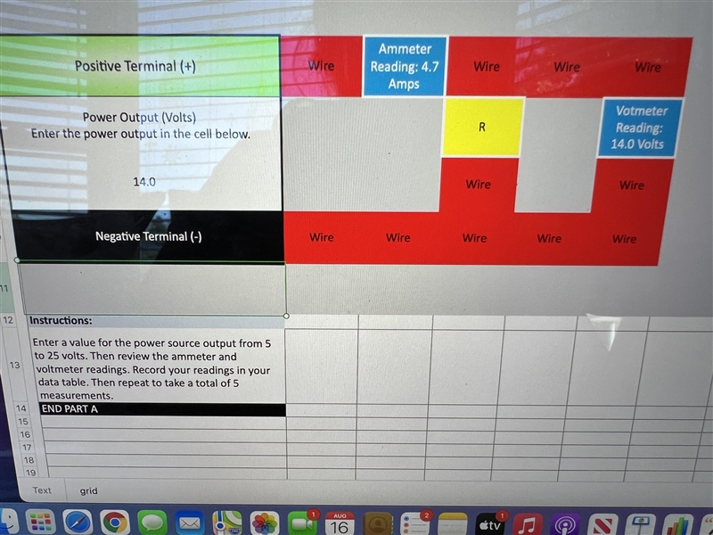 For part 1 I had to Enter a value for the power source output from 5 to 25 volts. Then-example-1