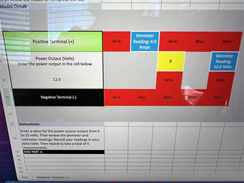 For part 1 I had to Enter a value for the power source output from 5 to 25 volts. Then-example-2