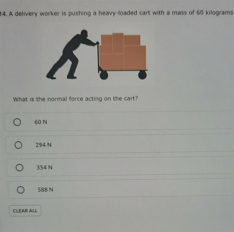 A delivery worker is pushing a heavy Loaded cart with a mass of 60 kg along a flat-example-1