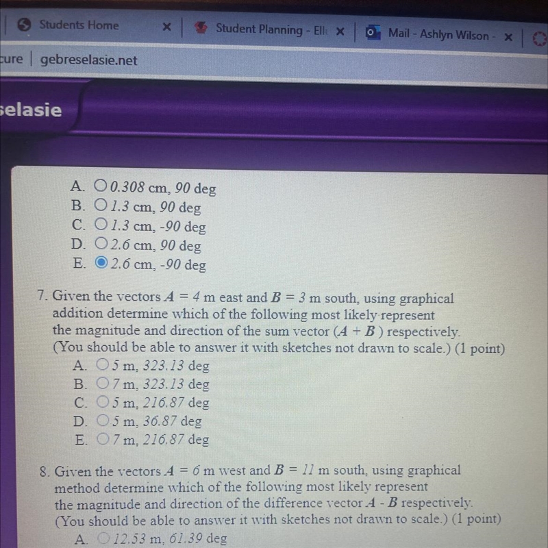 B. O 1.3 cm, 90 degC. O 1.3 cm, -90 degD. O2.6 cm, 90 degE. O2.6 cm, -90 deg7. Given-example-1