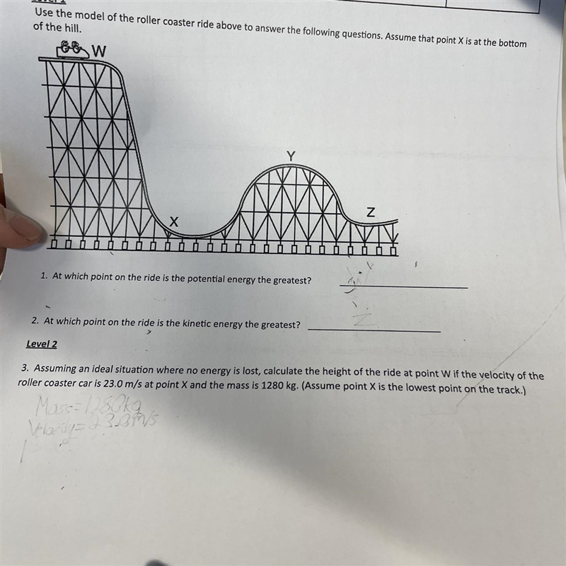 Assuming an ideal situation where no energy is lost, calculate the height of the ride-example-1