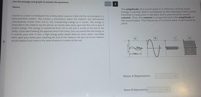 the option for wave a r highest, volume with the highest pitch , lowest volume with-example-1