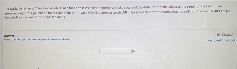 The gravitational force, Fbetween an object and the Earth is inversely proportional-example-1