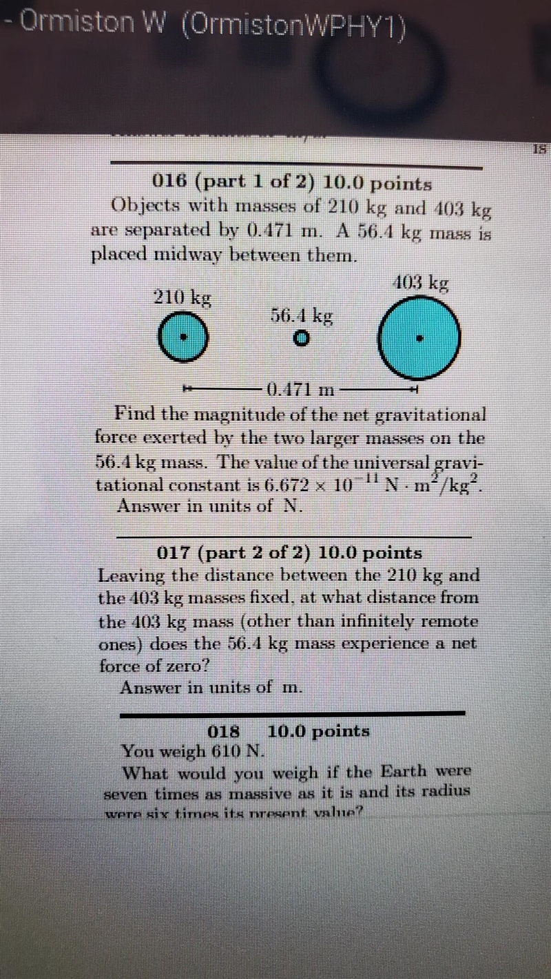 Find the magnitude of the net gravitational force exerted by the two larger masses-example-1