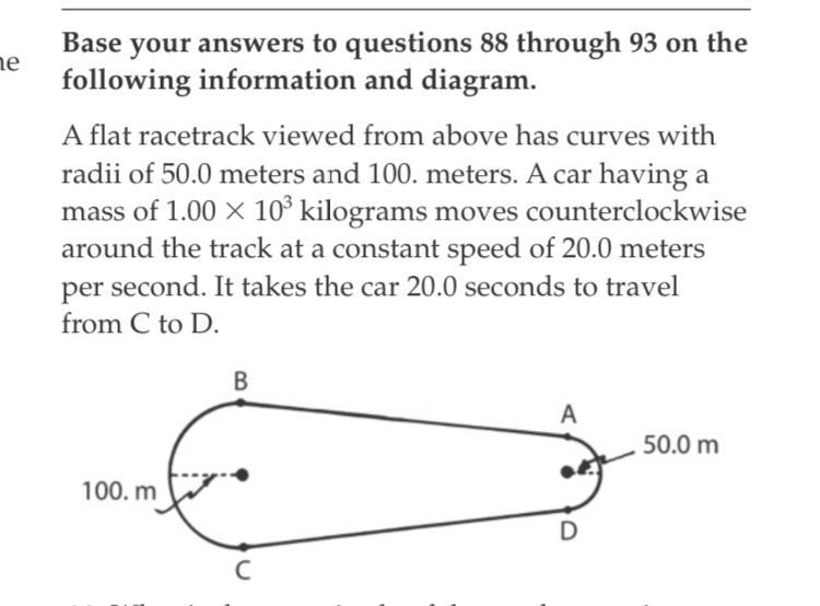 Compare the magnitude of the centripetal acceleration of the car while moving from-example-1