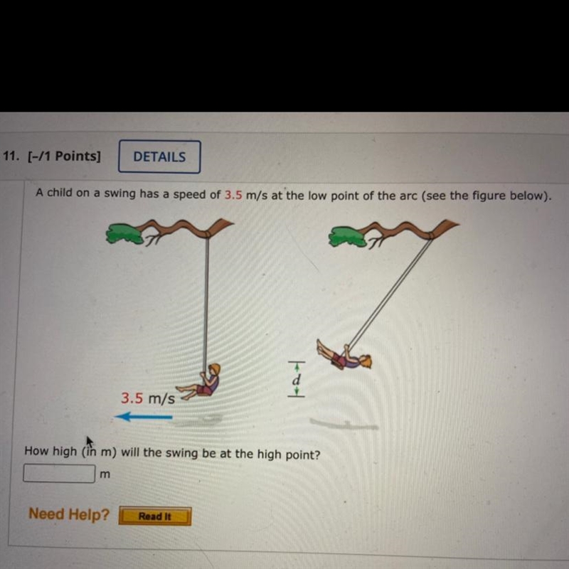 A child on a swing has a speed of 3.5 m/s-example-1