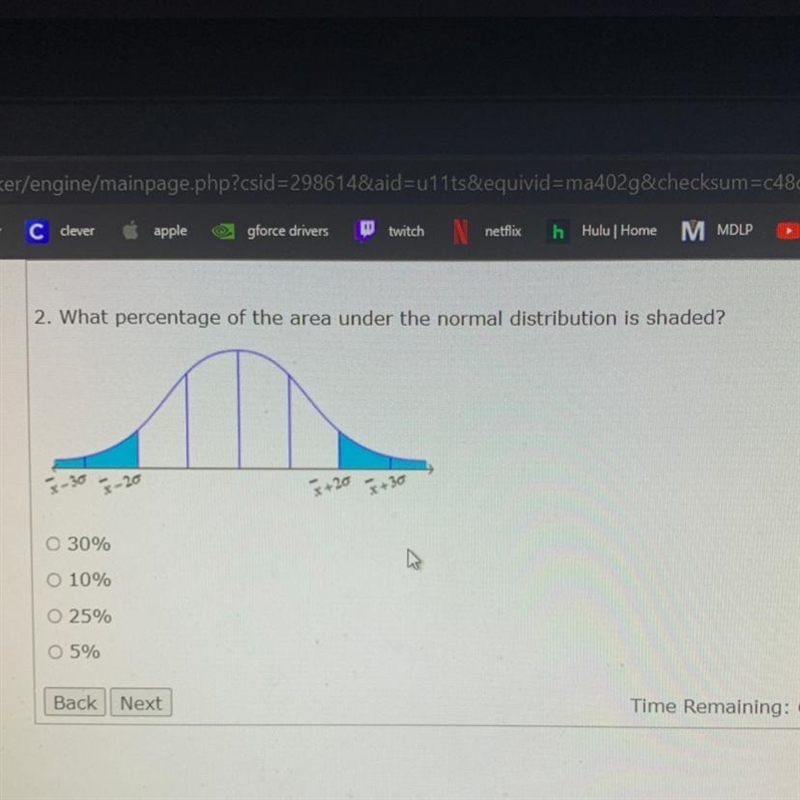 What percentage of the area under the normal distribution is shaded?-example-1