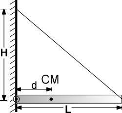 A plank of length L=2.200 m and mass M=4.00 kg is suspended horizontally by a thin-example-1