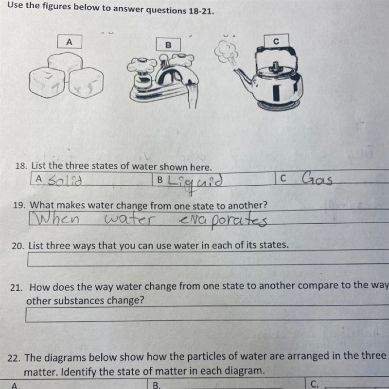 List three ways that you can use water in each of its states.-example-1