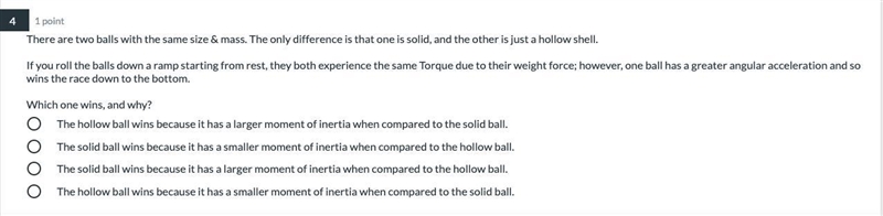 There are two balls with the same size & mass. The only difference is that one-example-1