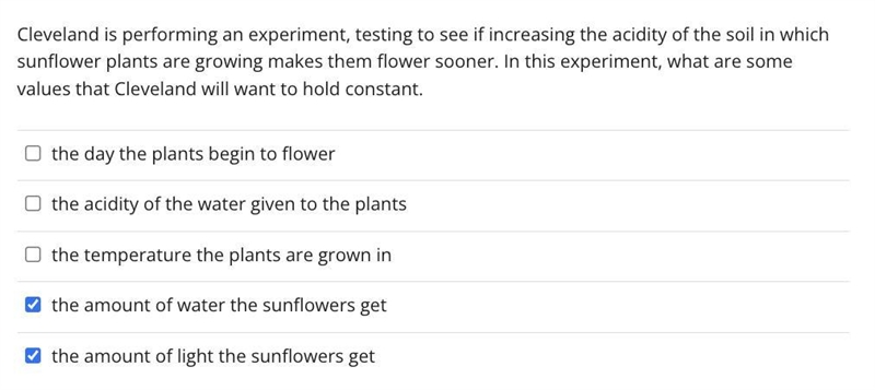 Cleveland is performing an experiment, testing to see if increasing the acidity of-example-1