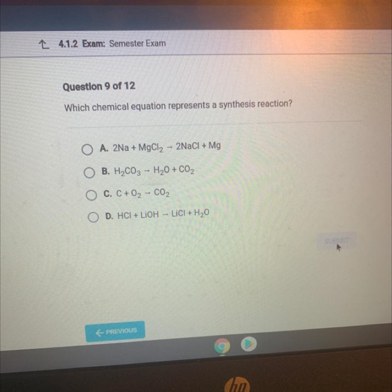 Which chemical equation represents a synthesis reaction-example-1