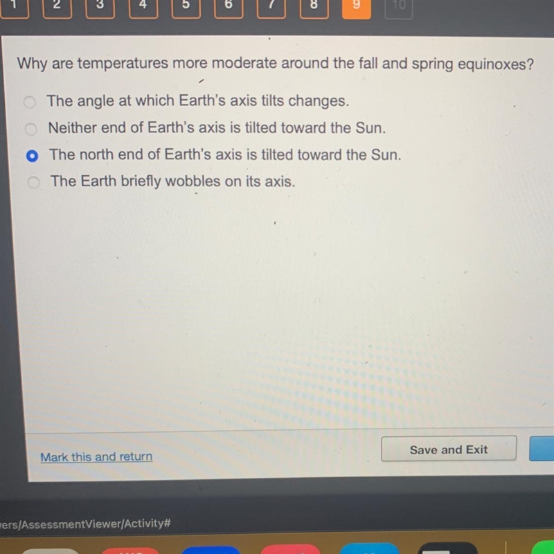 ASAP NEED HELP !! :( Why are temperatures more moderate around the fall and spring-example-1