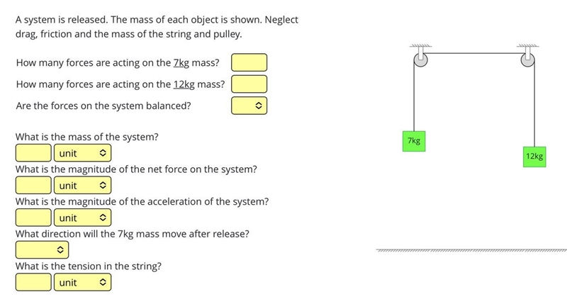 how do i solve this problem? Hint: 1. Draw the forces -left block: weight downwards-example-1