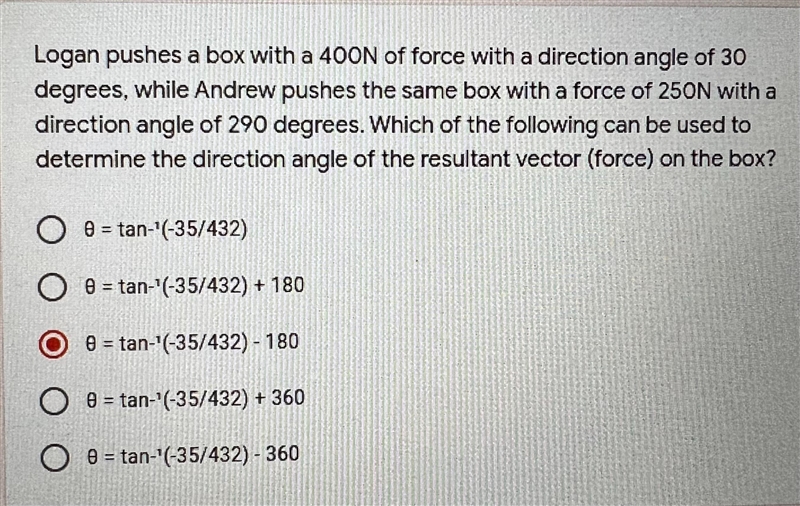 Logan pushes a box with a 400n of force with a direction angle of 30 degrees, while-example-1