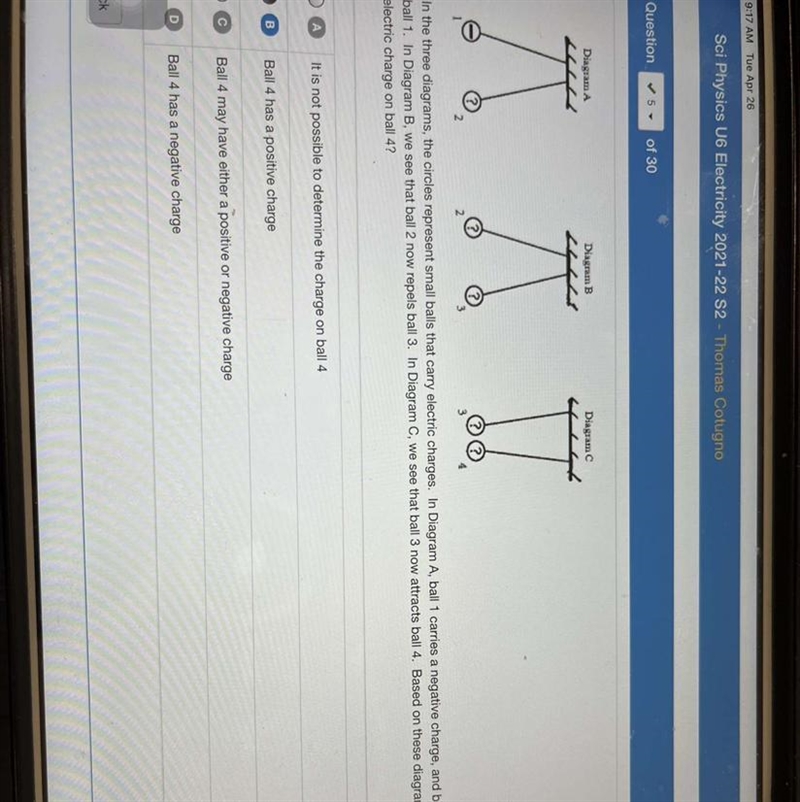 Help number five physics In the three diagrams, the circles represent small balls-example-1