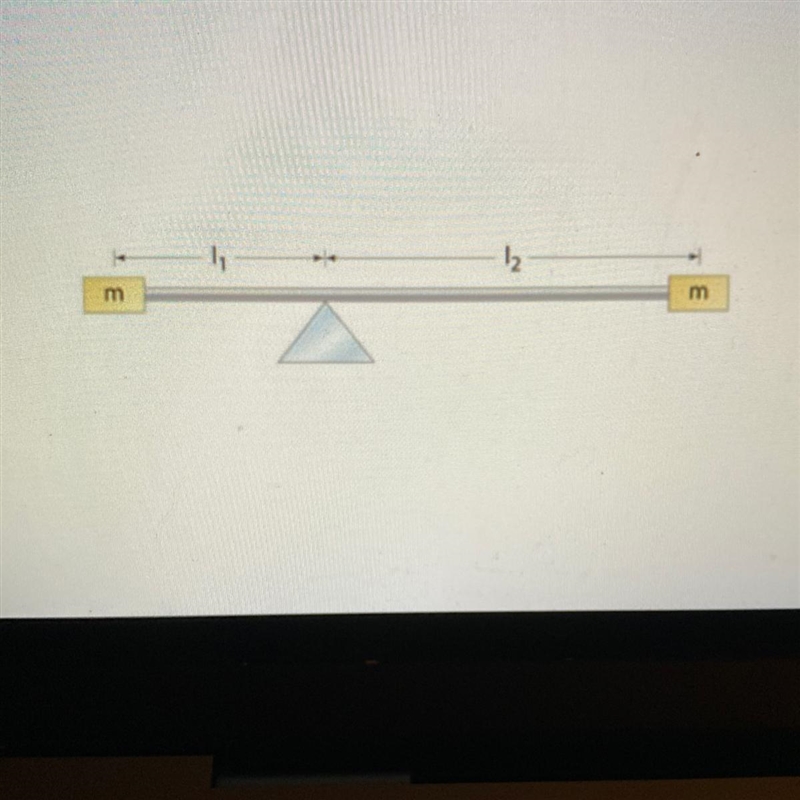 Two blocks, each of mass m, are attached to the ends of amassless rod which pivots-example-1