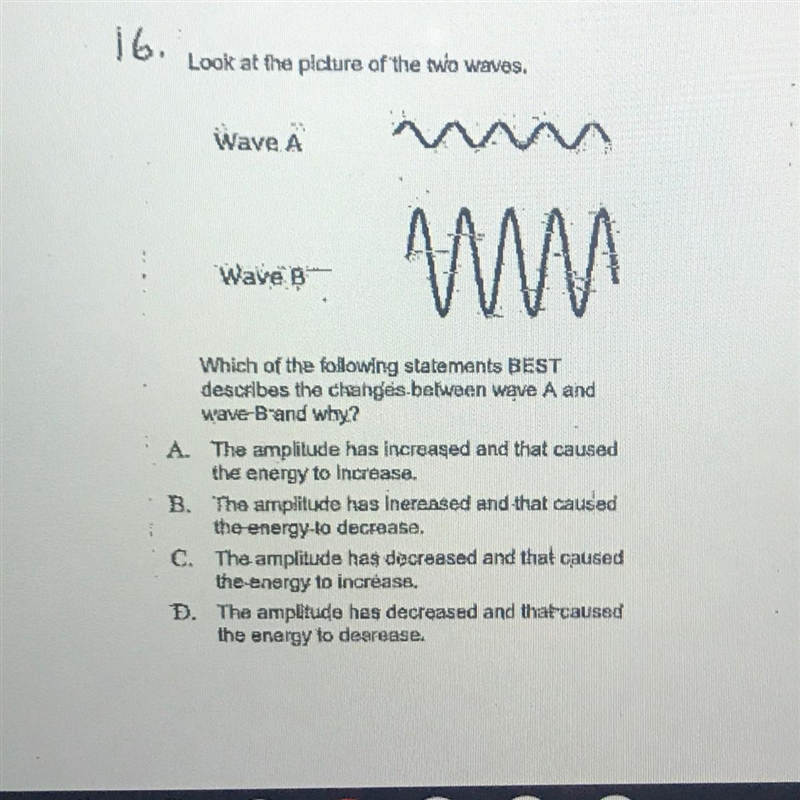 Look at the picture ofthe two waves.Which of the following statements BESTdescribes-example-1