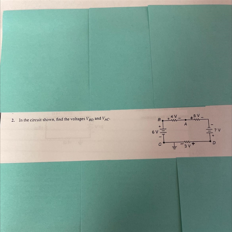 In the circuit shown, find the voltages Vbd and Vac-example-1