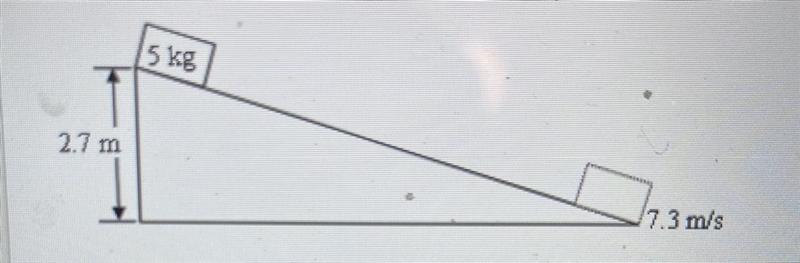 A5 kg box is at the top of a 2.7 m tall frictionless incline as shown in the diagram-example-1