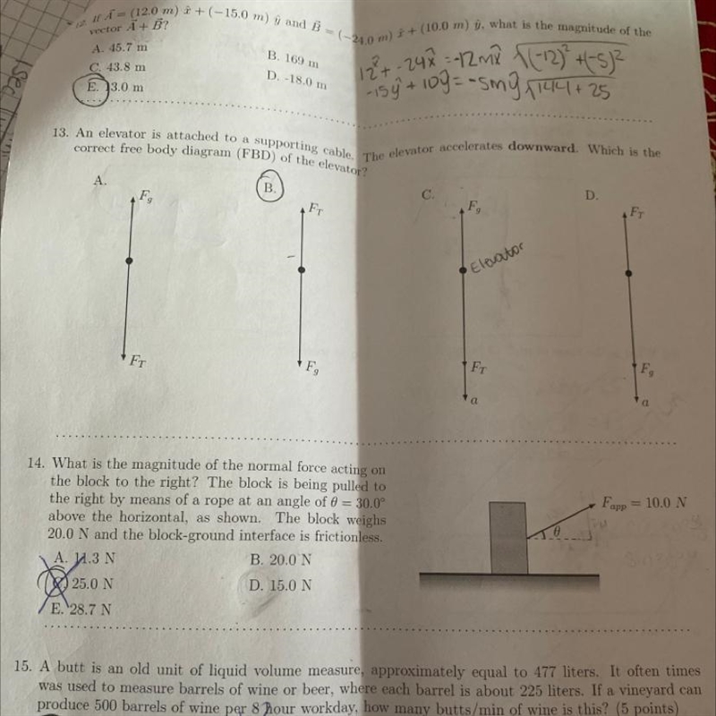 14. What is the magnitude of the normal force acting on the block to the right the-example-1