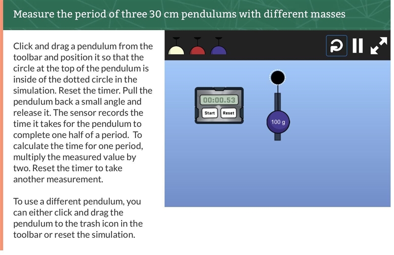 Please help me create a table and graph for the experiment below.Mass of bob: 25g-example-4