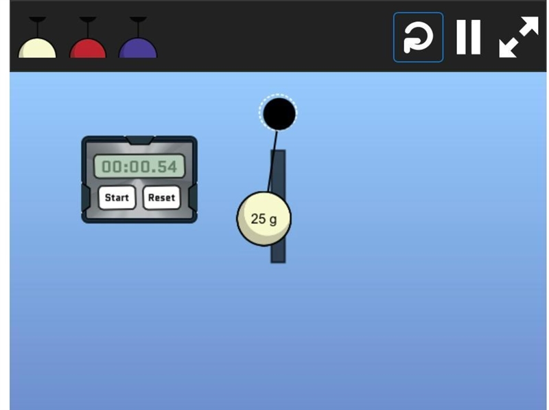 Please help me create a table and graph for the experiment below.Mass of bob: 25g-example-5