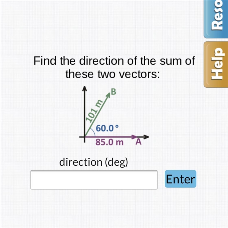 Finding the direction of the sum of the 2 vectors-example-1