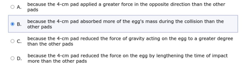 A student needed to determine how thick a foam pad needed to be to prevent a egg from-example-1