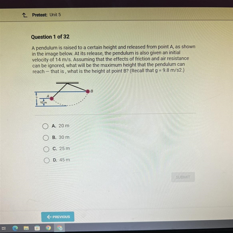 Question 1 of 32A pendulum is raised to a certain height and released from point A-example-1