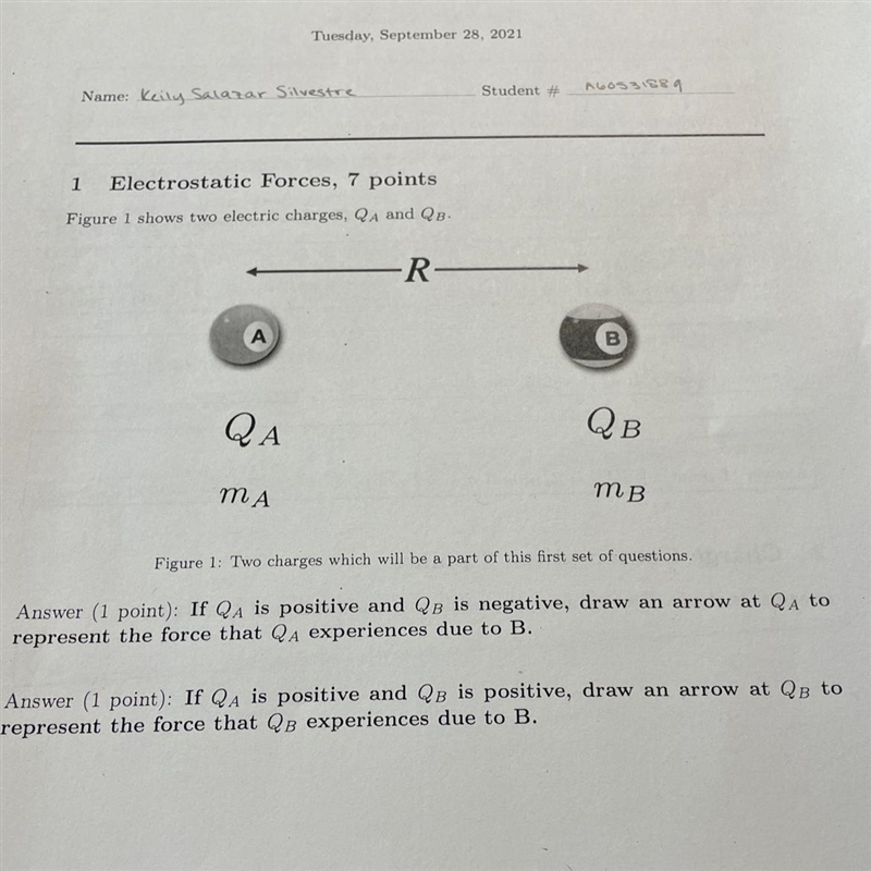 What happens to a positive charge due to a negative charge? And what happens to two-example-1